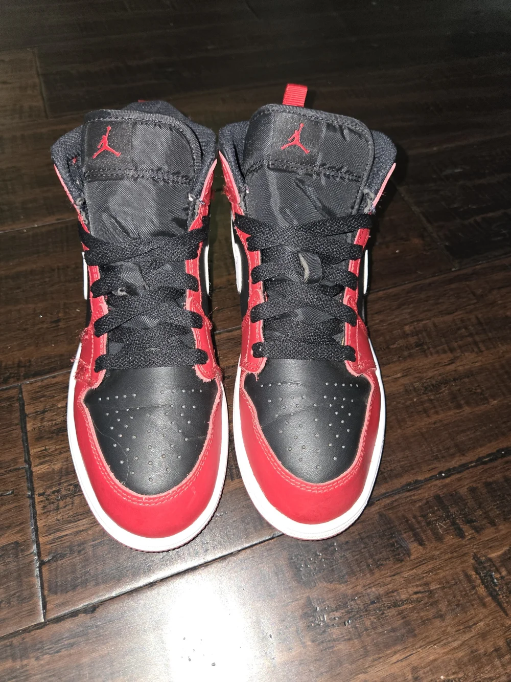 Jordan 1 Kids Red, Black and White High-Top Sneakers